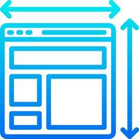 A blue and white icon with arrows pointing to the screen vector