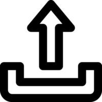 A black and white icon of an arrow pointing up vector