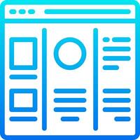 A blue and white icon of a page with a blue background vector