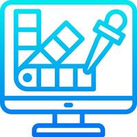 A computer monitor with a blue and white icon vector