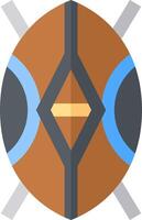 A brown and blue shield with a blue triangle vector