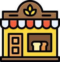 A bakery icon with a sign on the front vector
