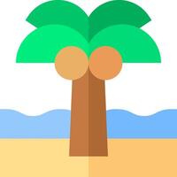 A palm tree on the beach with a wave in the background vector