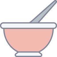 A bowl with a spoon and a spoon in it vector