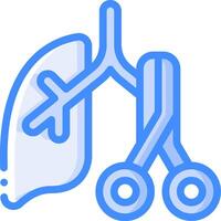 A blue icon of a pair of scissors and a pair of lungs vector