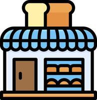 A bakery icon with a sign on the front vector