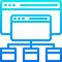 A blue icon of a computer screen with multiple screens vector