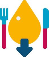 A yellow drop with a fork and knife vector