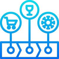 A blue icon with three icons on it vector