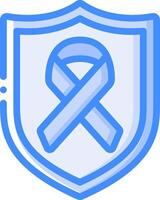 A blue ribbon on a shield with a blue ribbon vector