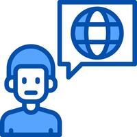 Man with speech bubble and globe icon vector