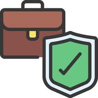 A briefcase and a shield with a tick mark vector