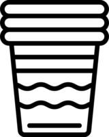 A black and white icon of a bucket with water vector