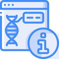 A blue icon with a dna and a button vector