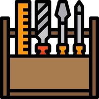 A wooden toolbox with tools in it vector