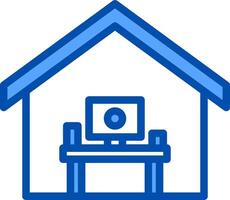 A blue house with a computer in the corner vector