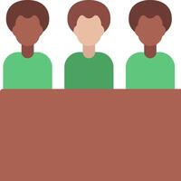 Three people sitting at a table with a brown background vector
