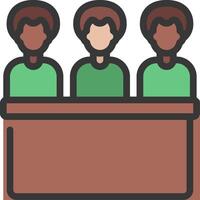Three people sitting at a table with one person in the middle vector