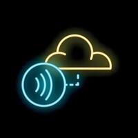 Neon icon of wireless connection transferring data to cloud storage vector