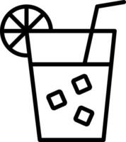 A black and white illustration of a drink with a slice of lemon vector