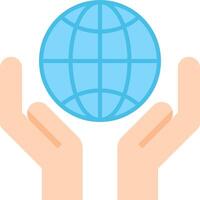 Hands holding a globe icon vector