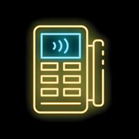 Neon sign showing a credit card reader accepting contactless payment vector