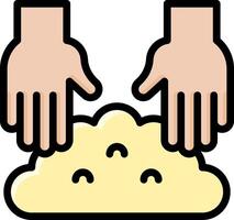 Two hands are holding a cloud with a hand on top vector