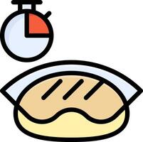 A bread sandwich with a clock on it vector