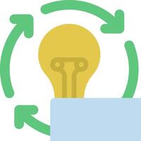 A light bulb is in a circle with arrows pointing to it vector