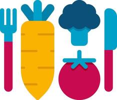 A flat icon of vegetables and utensils vector