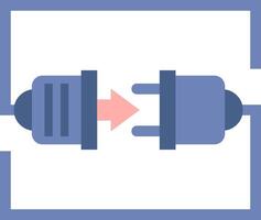 A blue and pink plug with a red arrow pointing to it vector
