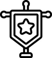 A black and white icon of a shield with a star vector