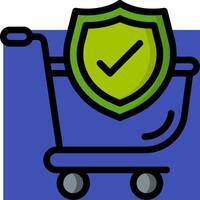 A shopping cart with a shield and a check mark vector
