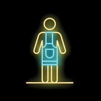 Neon icon of a worker wearing an apron on black background vector