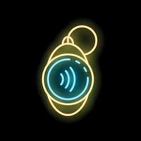 Neon sign of contactless payment system nfc tag on black background vector