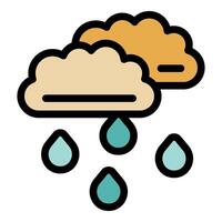 Heavy rain falling from two clouds with line icon vector