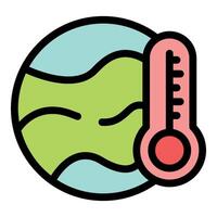 Thermometer showing increasing temperature of planet earth vector