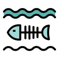 Fishbone floating in the ocean water pollution concept icon vector