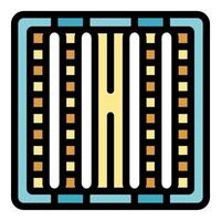 Semiconductor wafer showing tracks being scanned by laser for defects icon vector