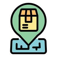 Location pin pointing a box on a city map for delivery tracking vector