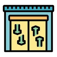 Elevator doors opening and closing in modern building lobby vector