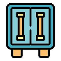 Double electric bread toaster warming up two slices of bread for breakfast vector