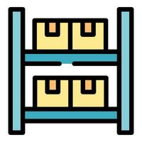 Storage racks icon representing warehouse organizing and inventory management vector