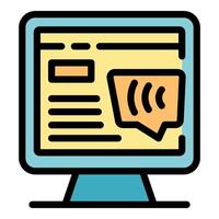 Computer showing online voice message interface for communication vector