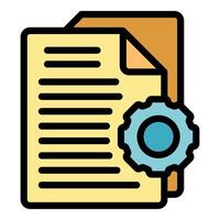 Gear placed on documents symbolizing a working process vector