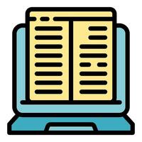 Laptop showing spreadsheet representing online accounting software vector