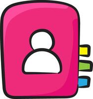 A pink notebook with a person icon on it vector