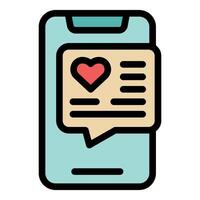 Smartphone showing heart symbol on screen for dating app vector