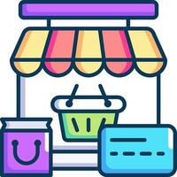 An icon of a shopping cart and a credit card vector