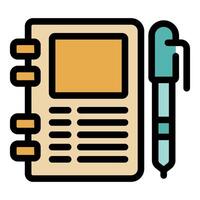 Notepad with bookmarks and pen for taking notes and writing vector